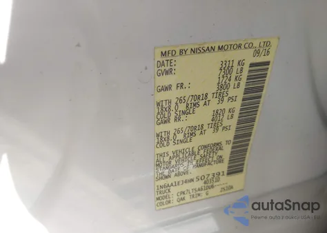 2017 Nissan Titan Platinum Reserve/Pro-4X/S/Sl/Sv из США, поврежденный, VIN 1N6AA1EJ4HN507391